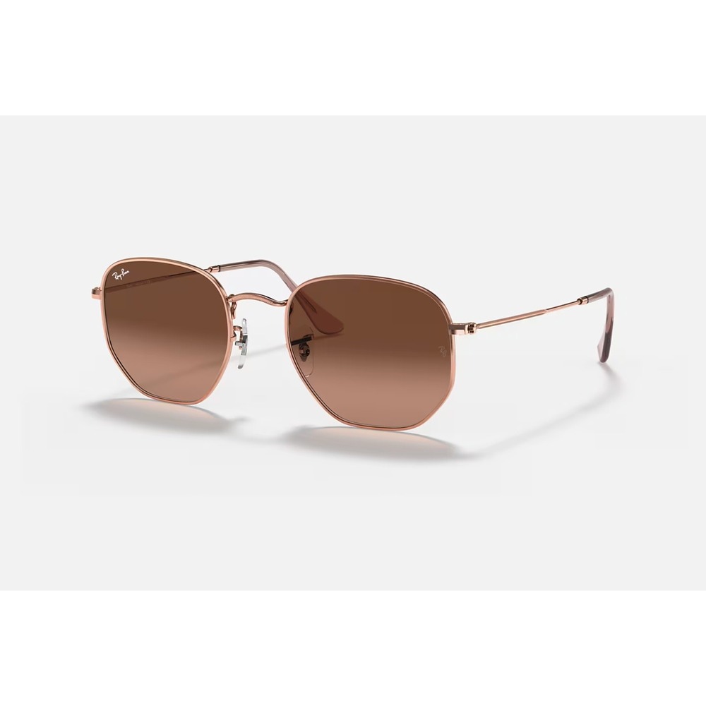 Ray Ban Hexagonal Sunglasses Rose Gradient Lenses Gold Frame Women's